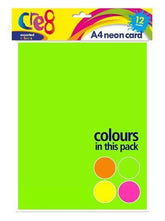 12PK ASSORTED A4 NEON CARDS/SHEETS